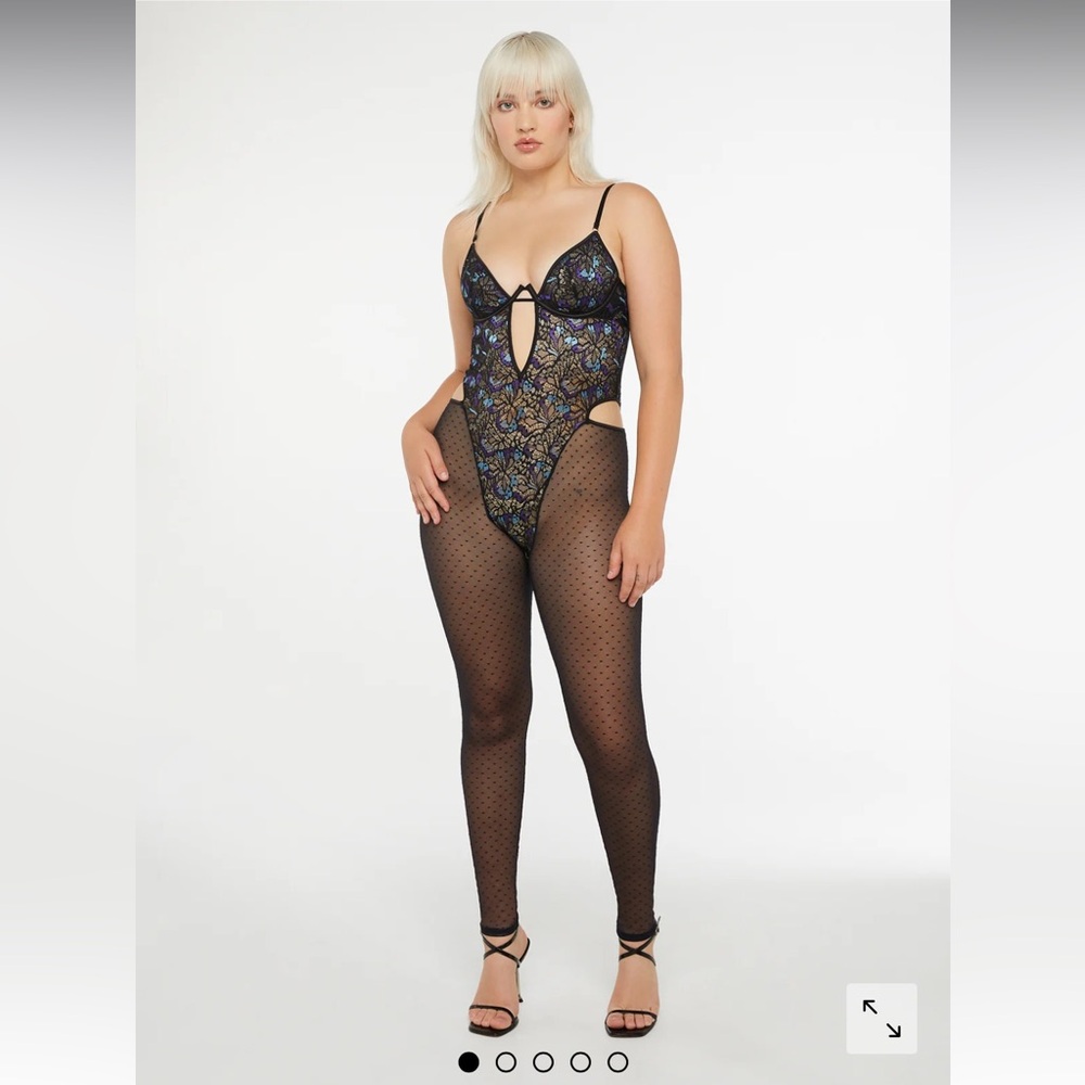 Savage X Fenty Butterfly Wings Lace and Mesh Catsuit - Size L
